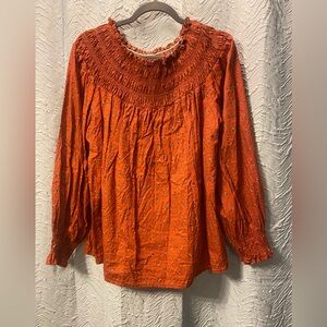 Universal Thread Orange Smocked Peasant Blouse